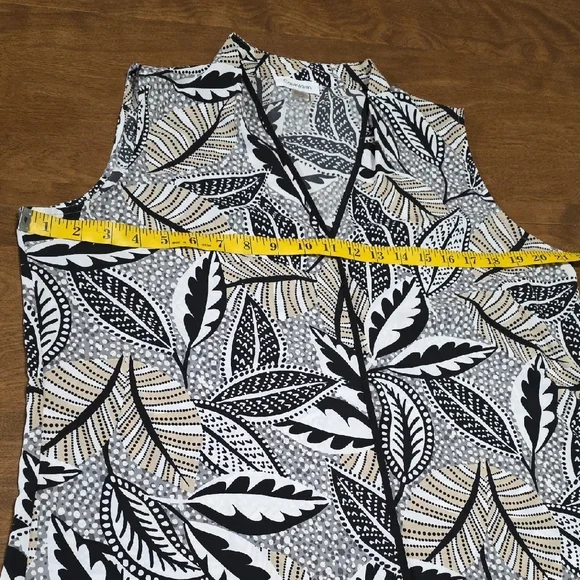 Calvin Klein Leaf Print Women's Top Fall Sleeveless Lightweight Office Career L - Picture 5 of 9